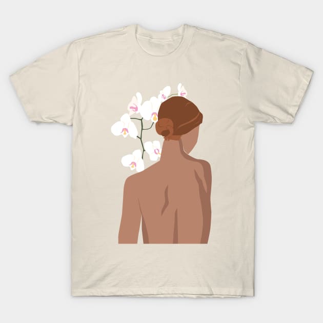 Woman With Orchid T-Shirt by JunkyDotCom